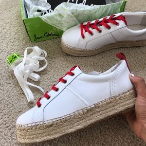Sam Edelman leather espadrille platform sneakers